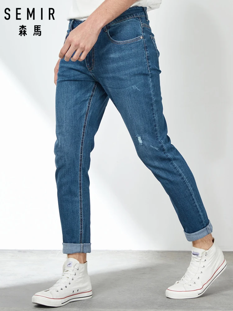 SEMIR, новинка весны, мужские эластичные хлопковые Стрейчевые джинсы, брюки, свободный крой, джинсовые брюки, Мужская брендовая модная одежда
