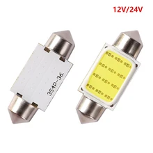 100x 12v/24v dome festão luz 31mm 36mm 39mm 42mm c5w carro led cob 12 chip auto super brilhante cob festão dome luz interior