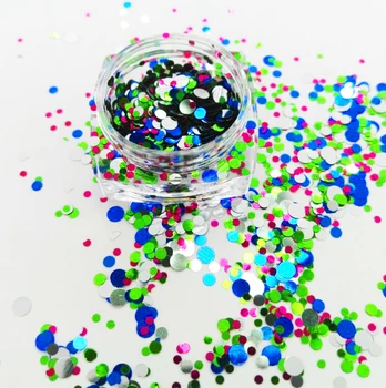 

Nail Art Chunky Circle Blue Green Dots Circle Shape Glitter Spangle Mix 1/2/3 mm for Gel Acrylic Make up Craft decoration #09