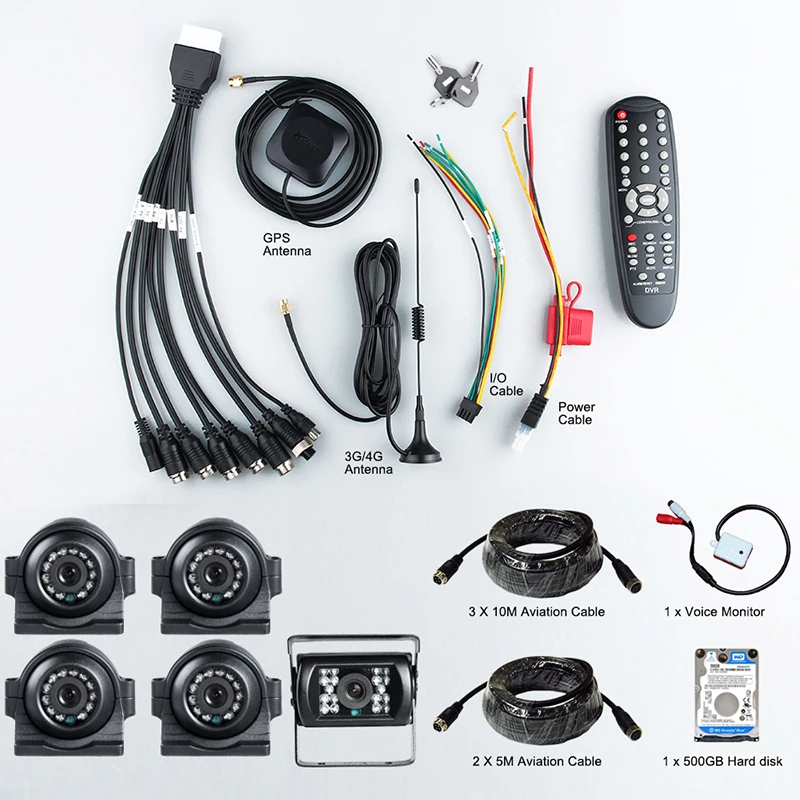  8CH AHD 1080 4G GPS HDD Disco Duro HD coche vídeo móvil DVR grabadora KITS 5 piezas al aire libre i