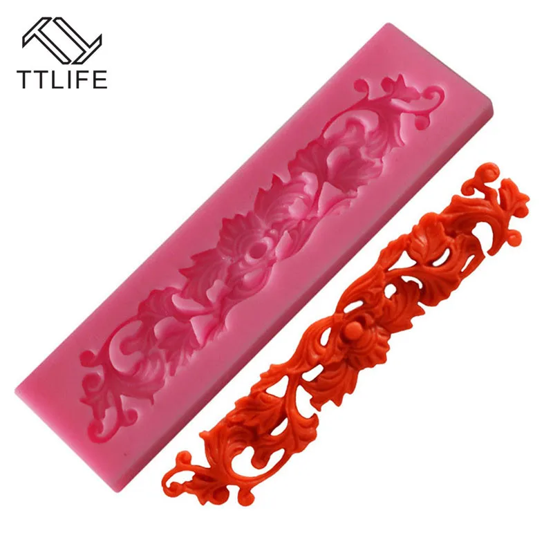 

TTLIFE European relief Lace Border Silicone Molds Gum Paste Chocolate Decorating Tool Fondant Cake Sugarcraft Candy Baking Mould