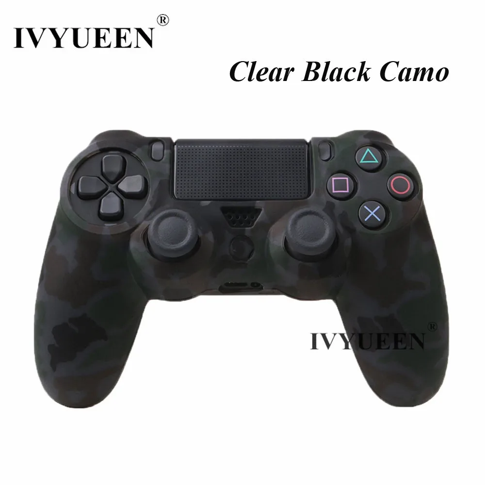 IVYUEEN 10 шт./лот силиконовый чехол для sony playstation Dualshock 4 PS4 Slim Pro контроллер защитный камуфляжный чехол - Цвет: clear black camo