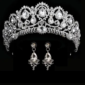 wedding crown queen bridal Tiaras bride crown with earrings headband Wedding  Accessories diadem mariage hair jewelry ornaments