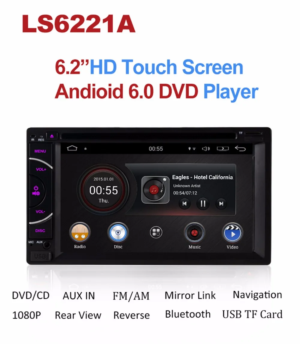 Discount 6.2" Universal Android 6.0 Quad Core Car DVD Player GPS Navigation BT Stereo Radio RDS DAB+ Audio Video 2Din Double 2 Din Audio 2