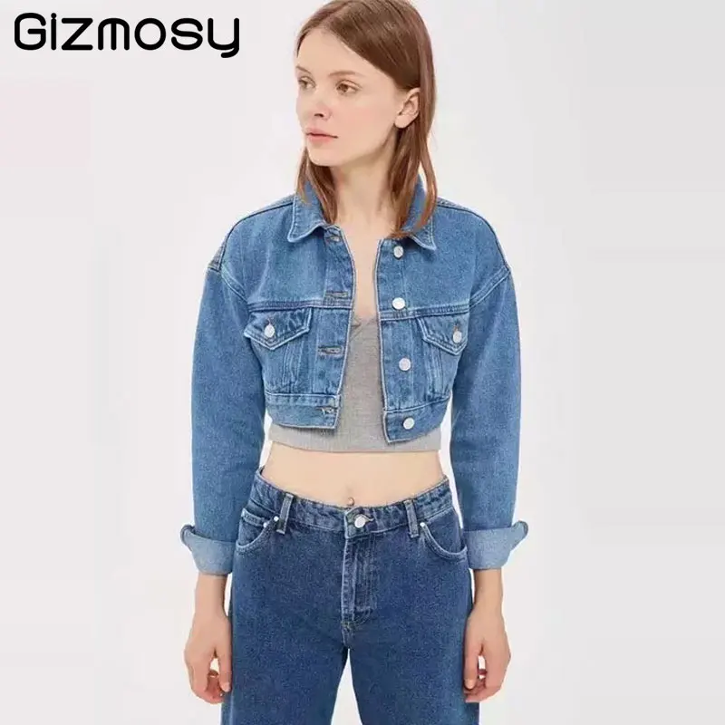 Jacket Women Vintage Denim Jacket Cropped Short Jeans Jackets Long-Sleeve Single Breasted Coat Black Blue Bomber Jacket SY2346 Jacket Women Vintage Denim Jacket Cropped Short Jeans Jackets Long-Sleeve Single Breasted Coat Black Blue Bomber Jacket SY2346