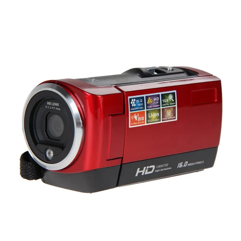 2," lcd 720P 16MP Цифровая видеокамера CMOS 16X цифровой зум NTSC/PAL Vision видеокамера DV DVR UK Plug красный