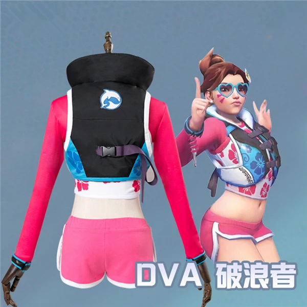 Аниме OW летние спортивные костюмы для серферов D. VA dva Косплей костюмы волны розовая кожа cos Рождественский костюм C
