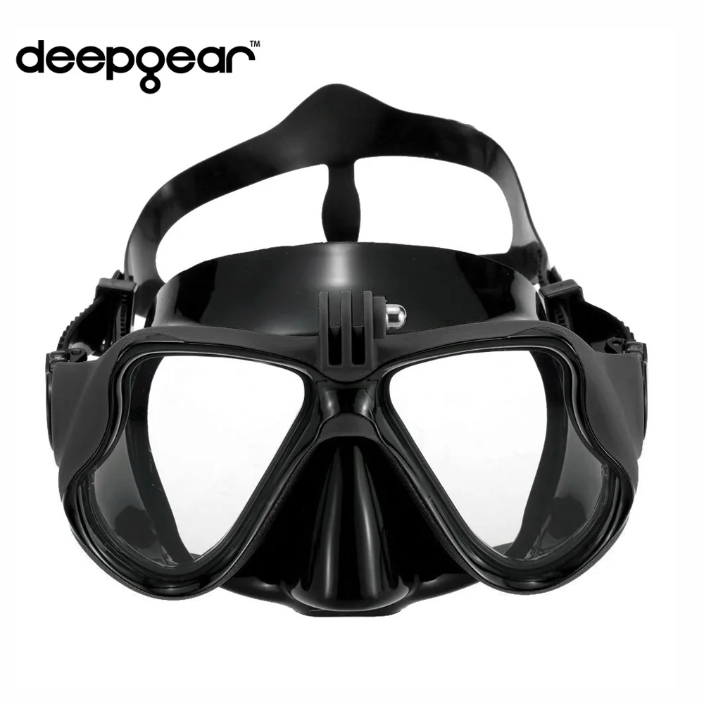 Черная маска для подводного плавания Deepgear для близоруких и близоруких, силиконовая маска для дайвинга для мужчин, крепление для камеры, морские маски для дайвинга для Gopro Hero Xiaomi - Цвет: Standard Black Mask