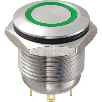 

16mm short body white yellow blue green red orange 6V 12V 24V 36V LED momentary normal open brass push button switch