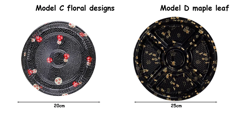 Круглый лоток для суши-еда, коробка для суши-еда с крышкой, пластиковая коробка для тарелок с фруктами сашими, большая емкость, коробка для салат, Цветочная тарелка