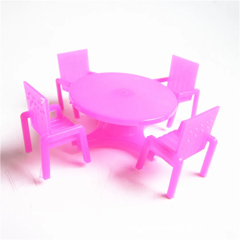 

New 5Pcs/set Furniture Set Chair Table Desk for Barbie Dolls House Miniature Toys