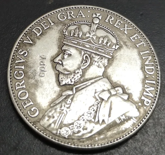 Moneda de copia chapada en plata 1921 Canadá 50 centavos Moneda de copia chapada en plata 1921 Canadá 50 centavos