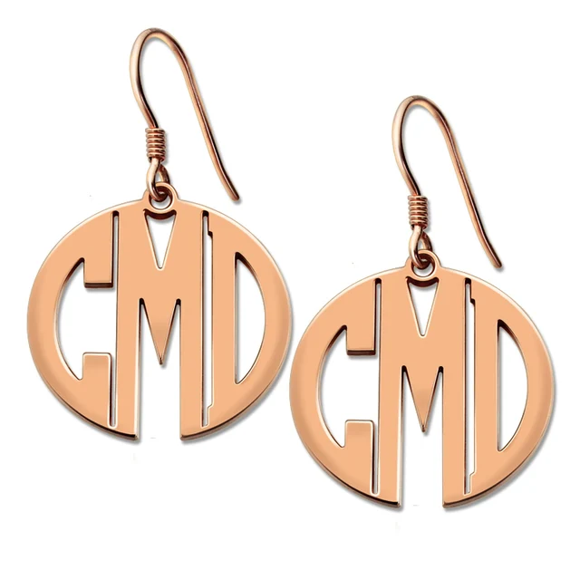 Ailin Large Monogram Block Earring Rose Gold Color Personalized Ailin Large Monogram Block Earring Rose Gold Color Personalized Earrings Name Jewelry Gift