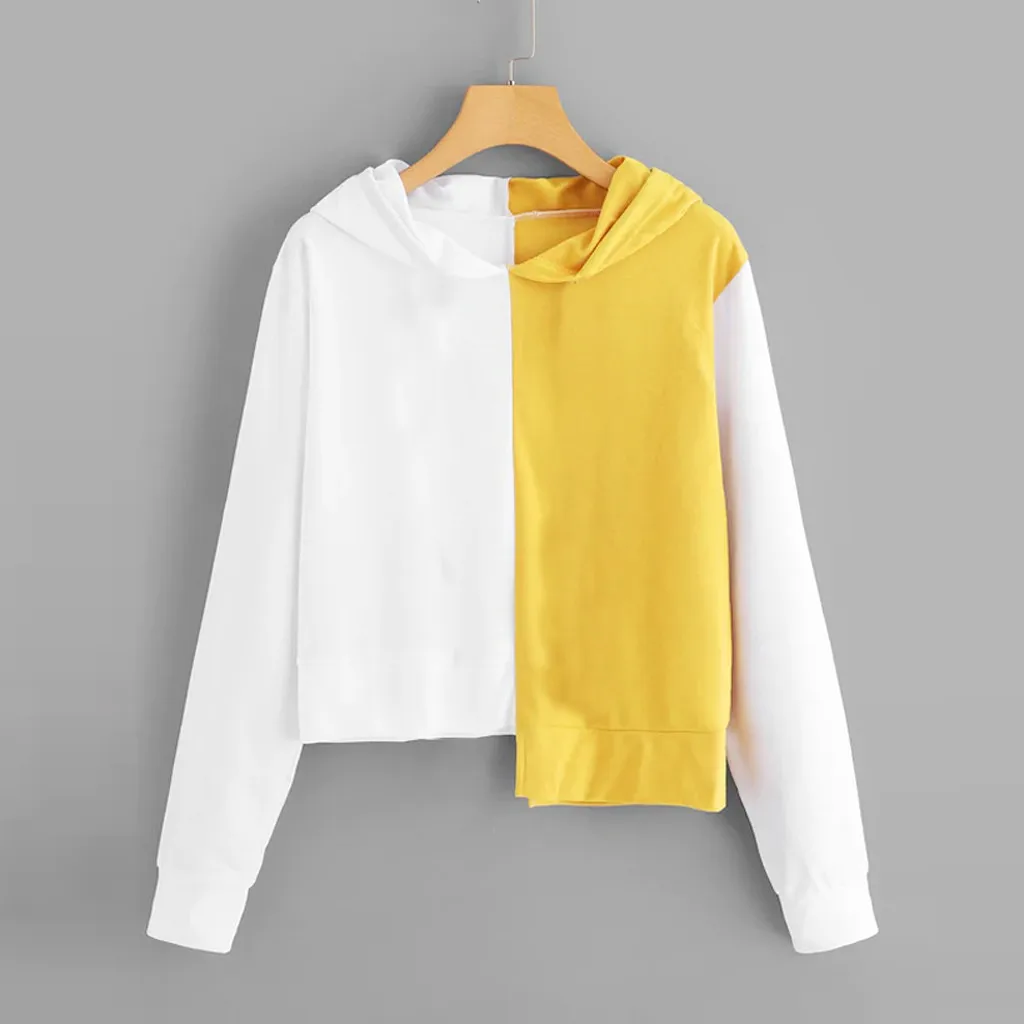

JAYCOSIN sweatshirt Women 2019 Fashion Casual Long Sleeve Patchwork hoodies Hooded Top Blouse bts-bangtan sudadera mujer 9713