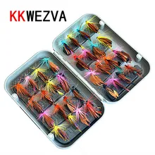 KKWEZVA 32pcs Boxed fly fishing lure set Artificial bait trout fly fishing lures hooks tackle with