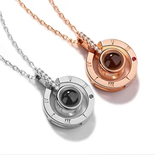 2018 New Arrival Rose Gold & Bạc 100 ngôn ngữ TÔI tình yêu bạn Chiếu Mặt Dây Chuyền Vòng Cổ Tình Yêu Lãng Mạn Bộ Nhớ Vòng Cổ Đám Cưới(China)