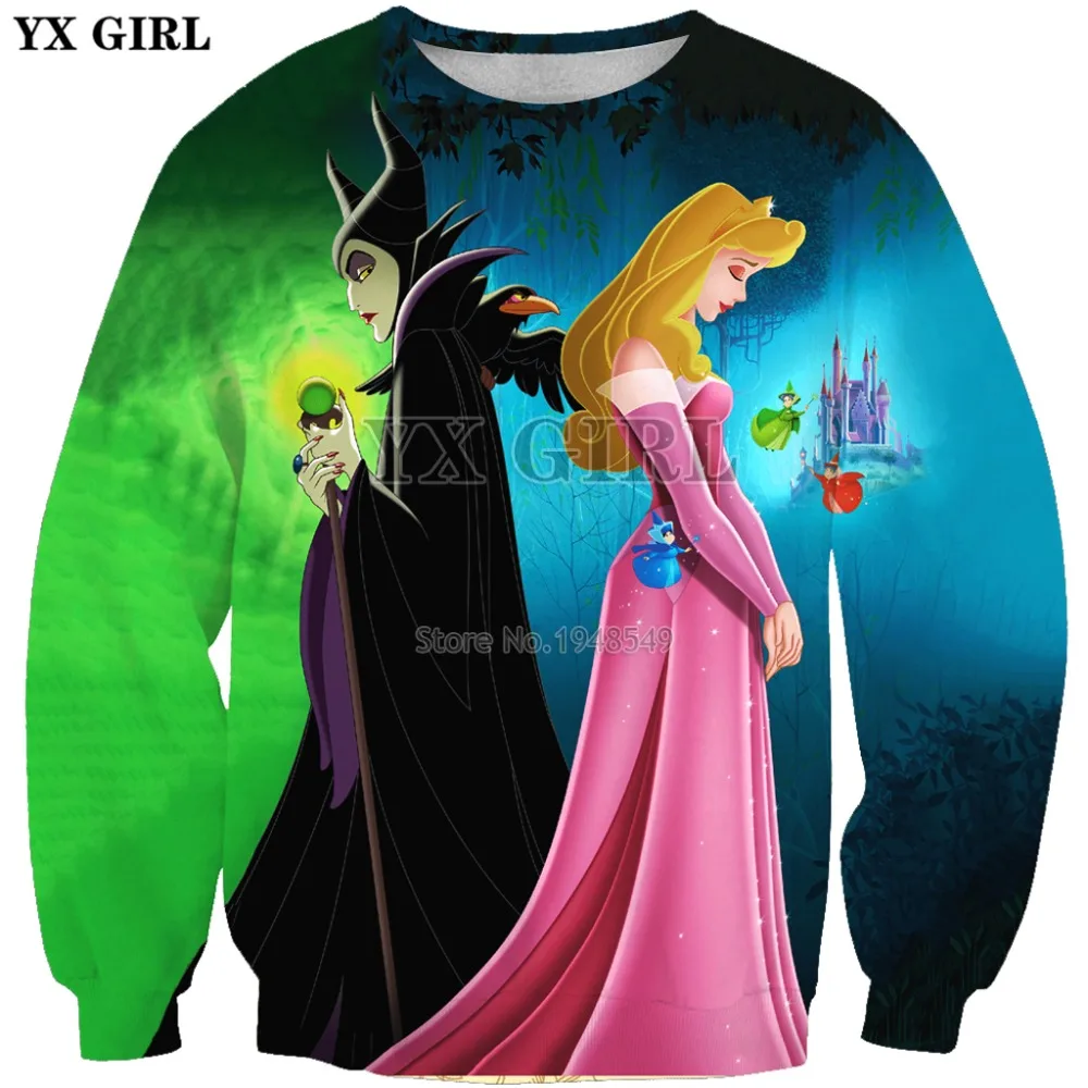 YX GIRL Drop shipping 2019 New 3d Fashion Sweatshirt Classic cartoon patterns sleeping Beauty Printed Men Women Casual pullovers YX GIRL Drop shipping 2019 New 3d Fashion Sweatshirt Classic cartoon patterns sleeping Beauty Printed Men Women Casual pullovers