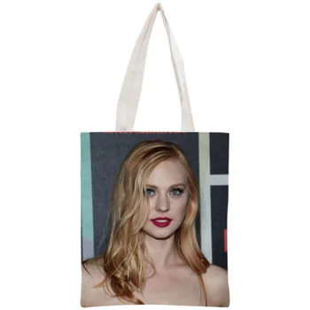 

Custom Deborah Ann Woll Cotton Canvas Shopping Bags 30x35cm Tote Bag Reusable Handbag Women Shoulder Cloth Pouch Foldable