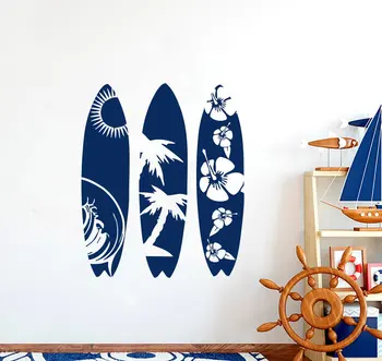 

Surfboard Vinyl Wall Sticker Palm Tree Wave Beach Extreme sports enthusiasts Teen Bedroom Dormitory Home Decor Wall Sticker 2CL9
