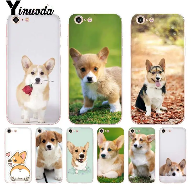 

Yinuoda For iPhone 7 6 X Case cute Corgi dog Transparent Phone Cover Case for iPhone 8 7 6 6S Plus X 10 5 5S SE XR XS XSMAX