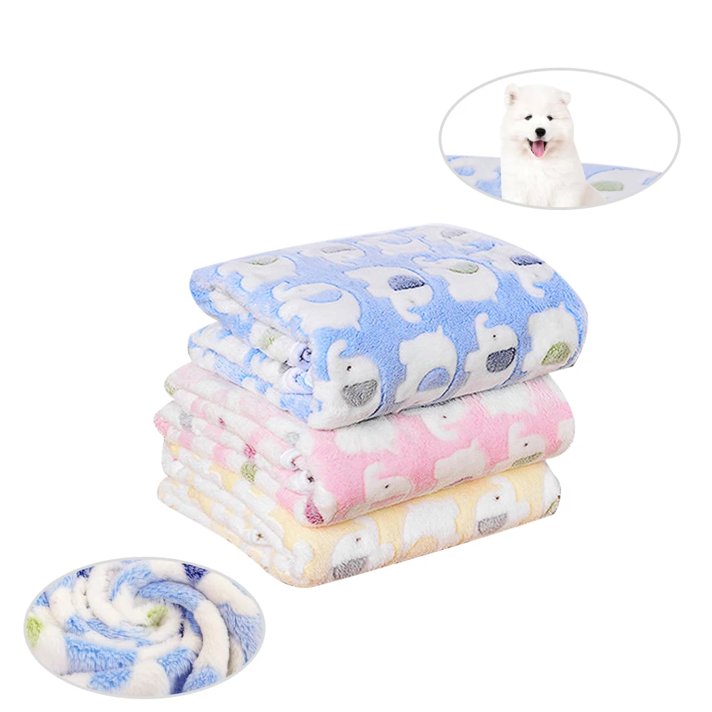 

Pet Blankets Coral Fleece Cute Elephant Prints Dog Pads Sleeping Bed Cover Mat For Small Medium Dog Cat 1 PCS A