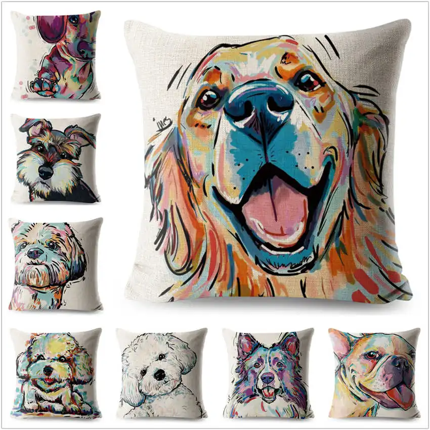 

Animal Cushion Cover Dog for Children Decorative Covers for Sofa Throw Pillows Car Chair Home Decor Pillow Case Almofadas