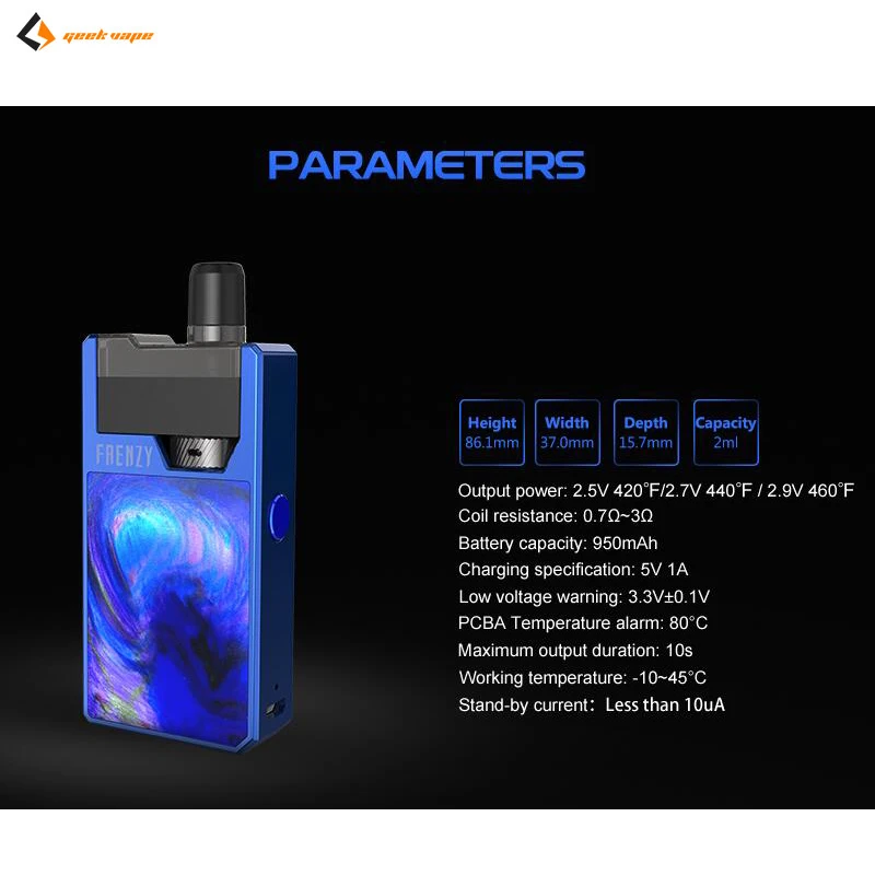 Оригинальный набор для вейпа GeekVape Frenzy электронная сигарета 2 мл аккумулятор