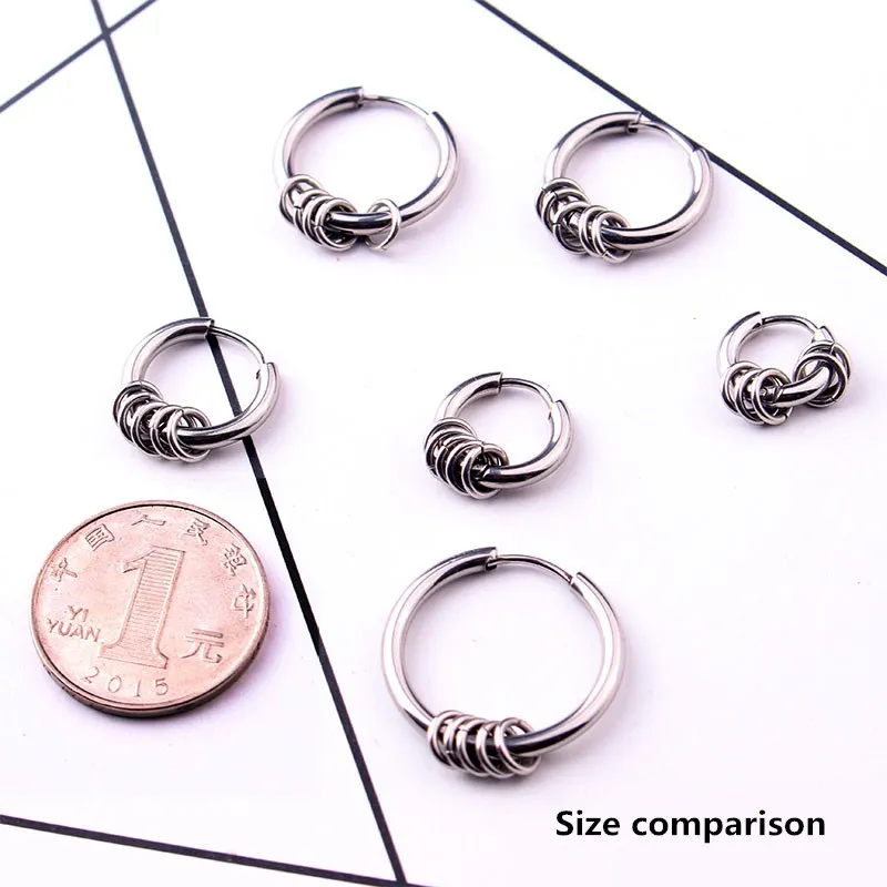 YIXI, винтажные маленькие серьги-кольца для женщин и мужчин, серьги из нержавеющей стали, подвеска, кольцо, серьги, пирсинг, панк, серебряные ювелирные изделия