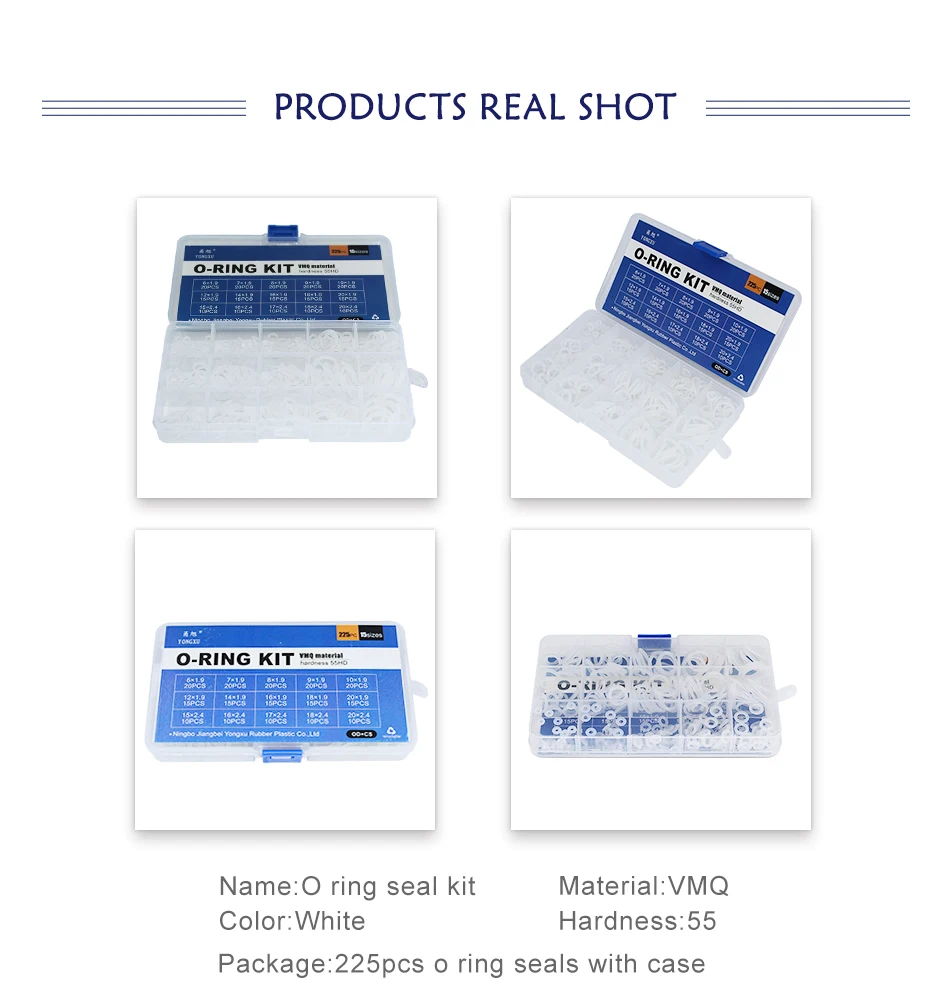 225 шт уплотнительное кольцо из силиконовой резины 15 Размеров VMQ Силиконовое уплотнительное кольцо эластичное уплотнительное кольцо шайба уплотнительное кольцо Ассортимент Комплект Коробка