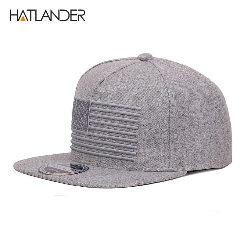 [HATLANDER] Raised flag embroidery cool flat bill baseball cap mens gorras snapbacks 3D flag hat ourdoor hip hop snapback caps