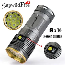 20000LM 8 x XM-L T6 LED Power & Mode Digital Display Hunting Flashlight Waterproof Super Bright Torch Lamp Bicycle Light