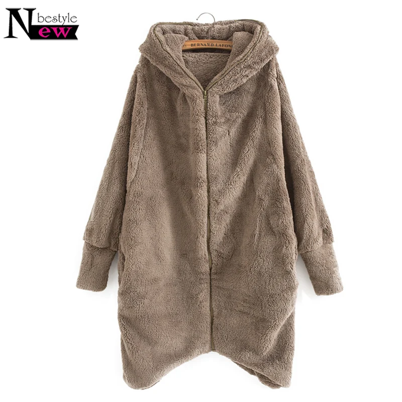 

Female Autumn Winter Coat Women Long Sleeve Zip Up Abrigos Mujer Invierno 2019 Warm Lamb Wool Coat Women Harajuku Hooded Jacket