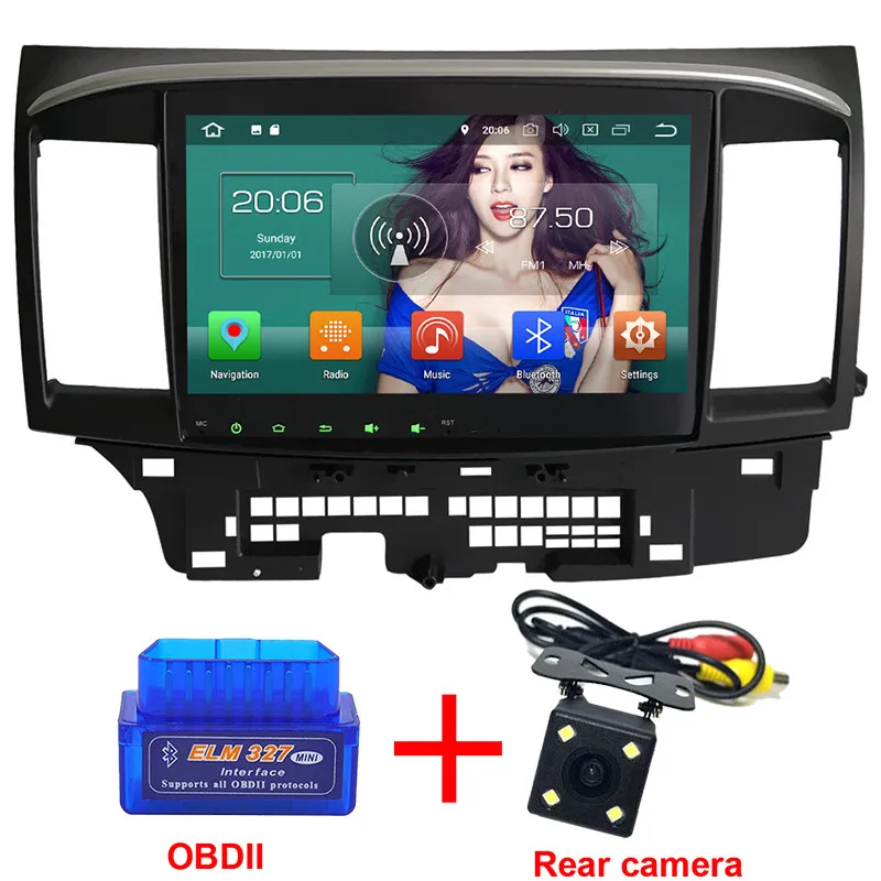 Radio x OBD x Camera KLYDE 10," ips 4G Octa Core PX5 Android 8 4 Гб Оперативная память 32 GB Встроенная память BT Автомобильный мультимедийный dvd-плеер стерео для Защитные чехлы для сидений, сшитые специально для Mitsubishi Lancer 2006 - Цвет: Radio x OBD x Camera