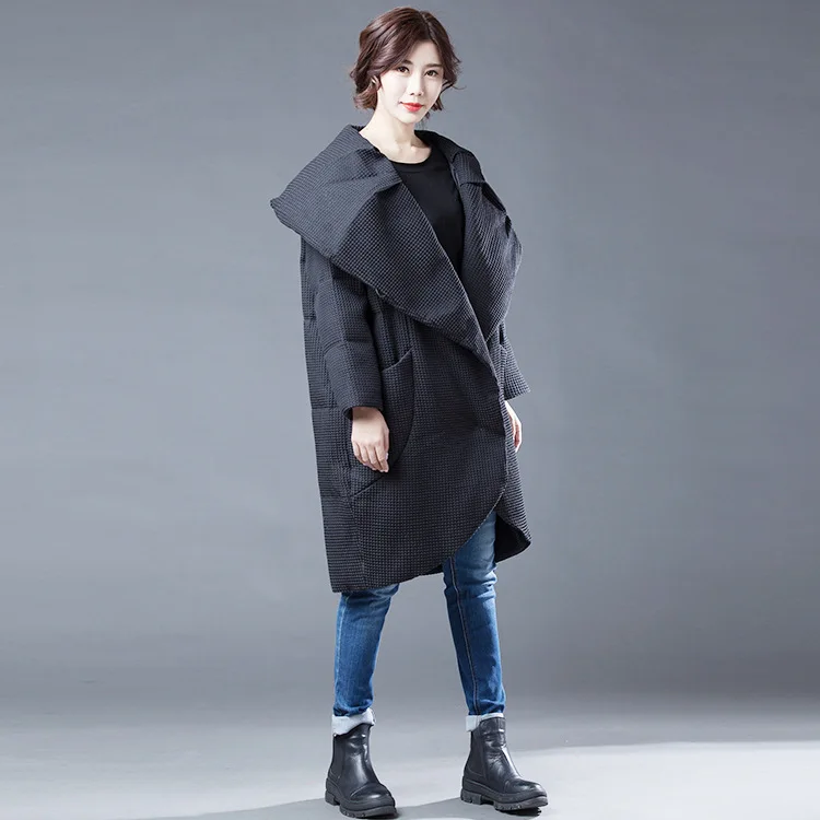 2018 New Arrival Autumn Winter Ceciliayu Regular Solid Slim Standard Few Black And Thin Down Garment Office Lady Knitted Down Coats