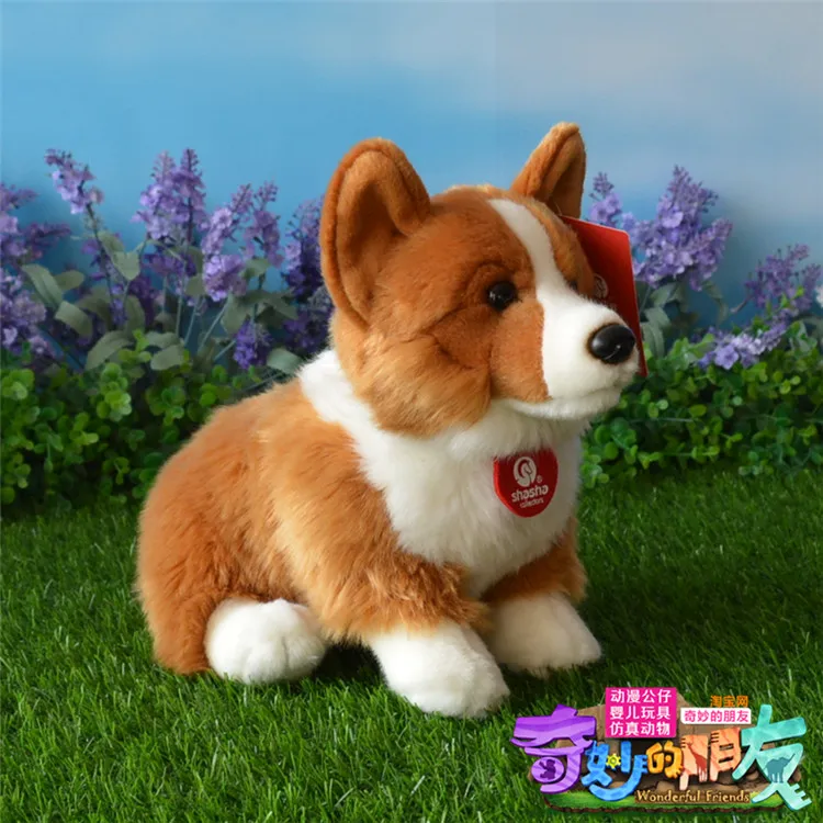 

new cute plush Welsh Corgi dog toy high quality brown&white sitting dog doll about 30cm 0249