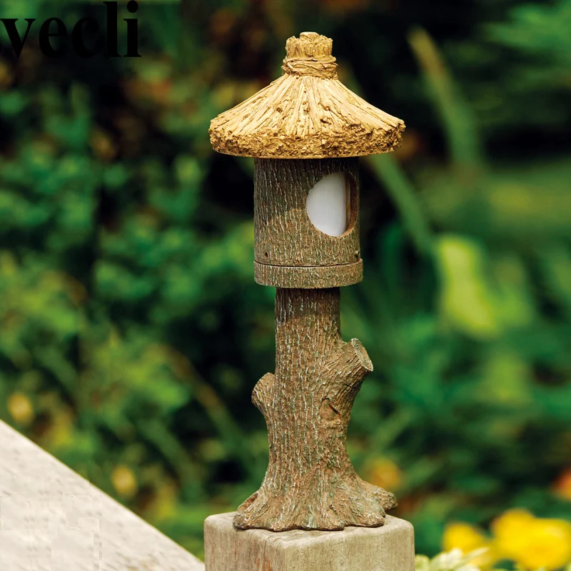 

Country style resin led outdoor lamp post lights waterproof Antiseptic countyard garden proyector led exterior