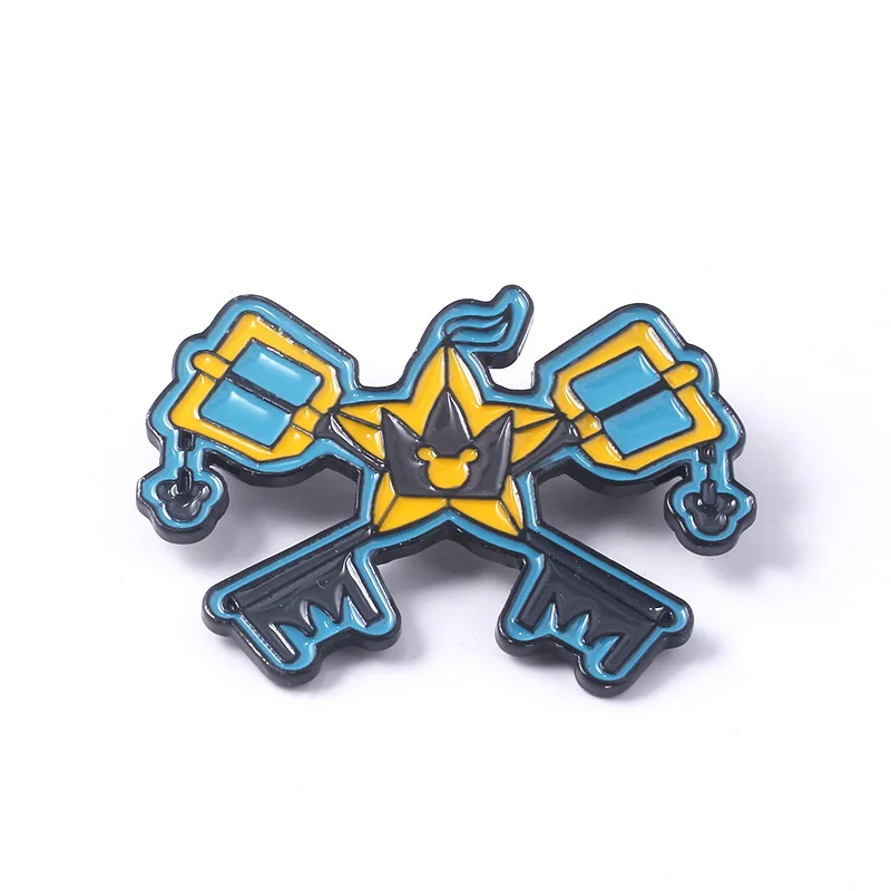 Посеребренный Игра Королевство Сердца Sora Keyblade значок Броши Paopu фрукты эмаль булавки брошь для женщин Мужская булавка для лацкана джинсы украшения для футболки - Окраска металла: Посеребренный