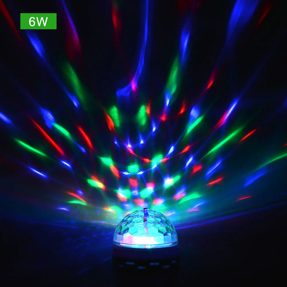 Автоматический вращающийся RGB светодиодный ламповое дежурное освещение E27 3 Вт 6