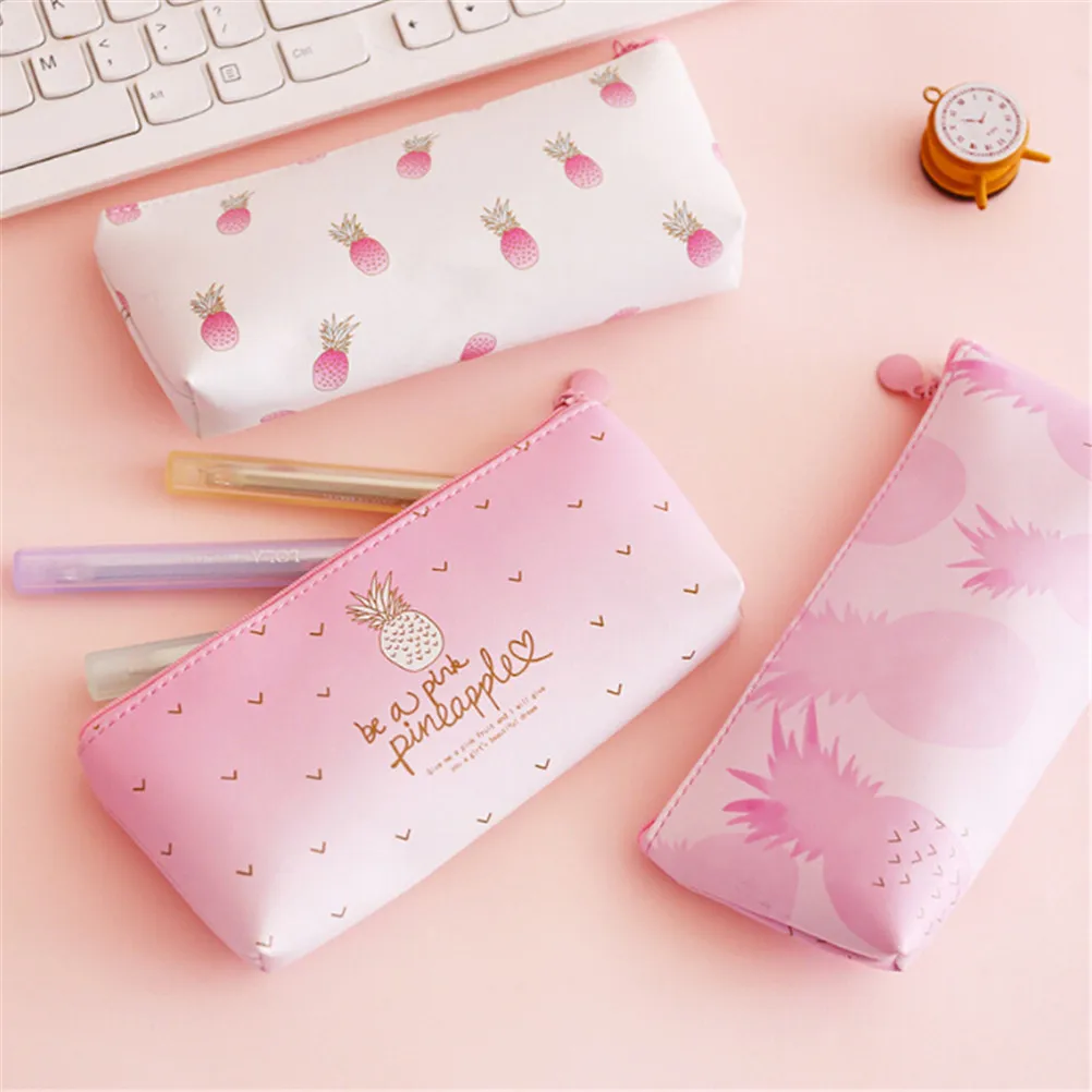 

1 Pcs Pineapple Coin Purses Kawaii Pu Waterproof Pencil Bag Pencilcase Gift School Supplies Stationery