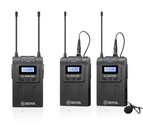 

BOYA BY-WM8 PRO UHF Dual Wireless Lavalier Microphone Systerm Lav Interview Mic 2 Transmitters 1 Receiver For DSLR Video Camera
