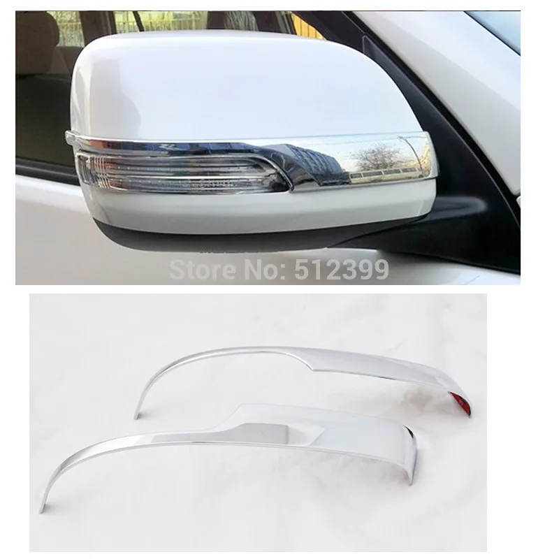 2pcs Chrome Door Rearview font b Mirror b font Covers Decoration Stripe Trim For Toyota Prado
