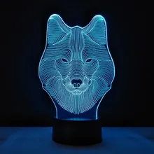 3D Визуальный светодиодный ночник 7 цветов Настольная лампа голова Волка Luminaria домашний Bulbing детское освещение портативные светильники USB lambas