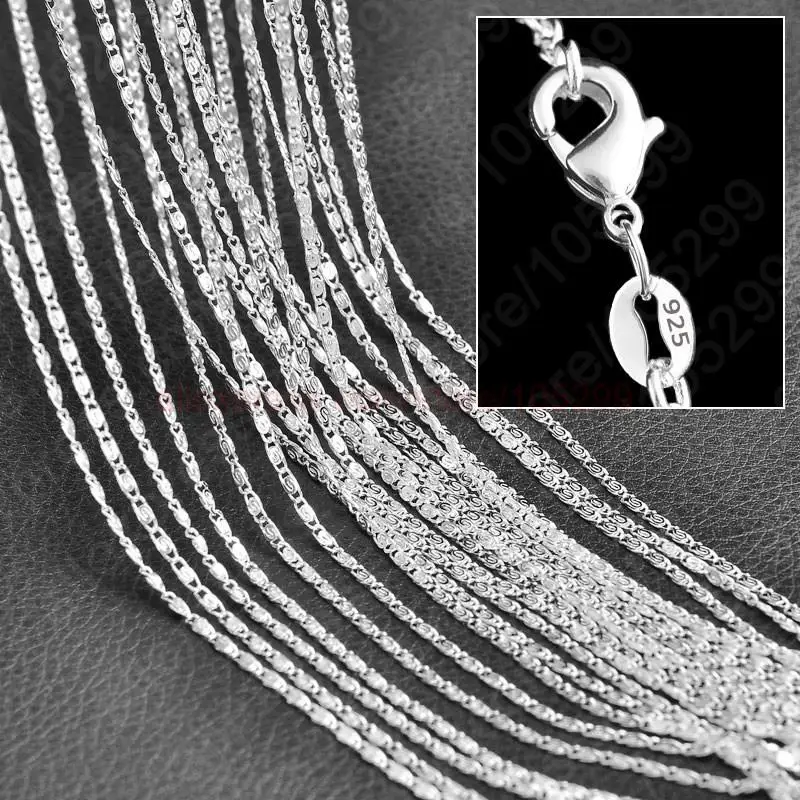 

Promotion 10PCS 16,18,20,22,24,26,28,30 Inches S Chains 925 Sterling Silver Needle Fine Jewelry Necklace Chains+Lobster Clasps