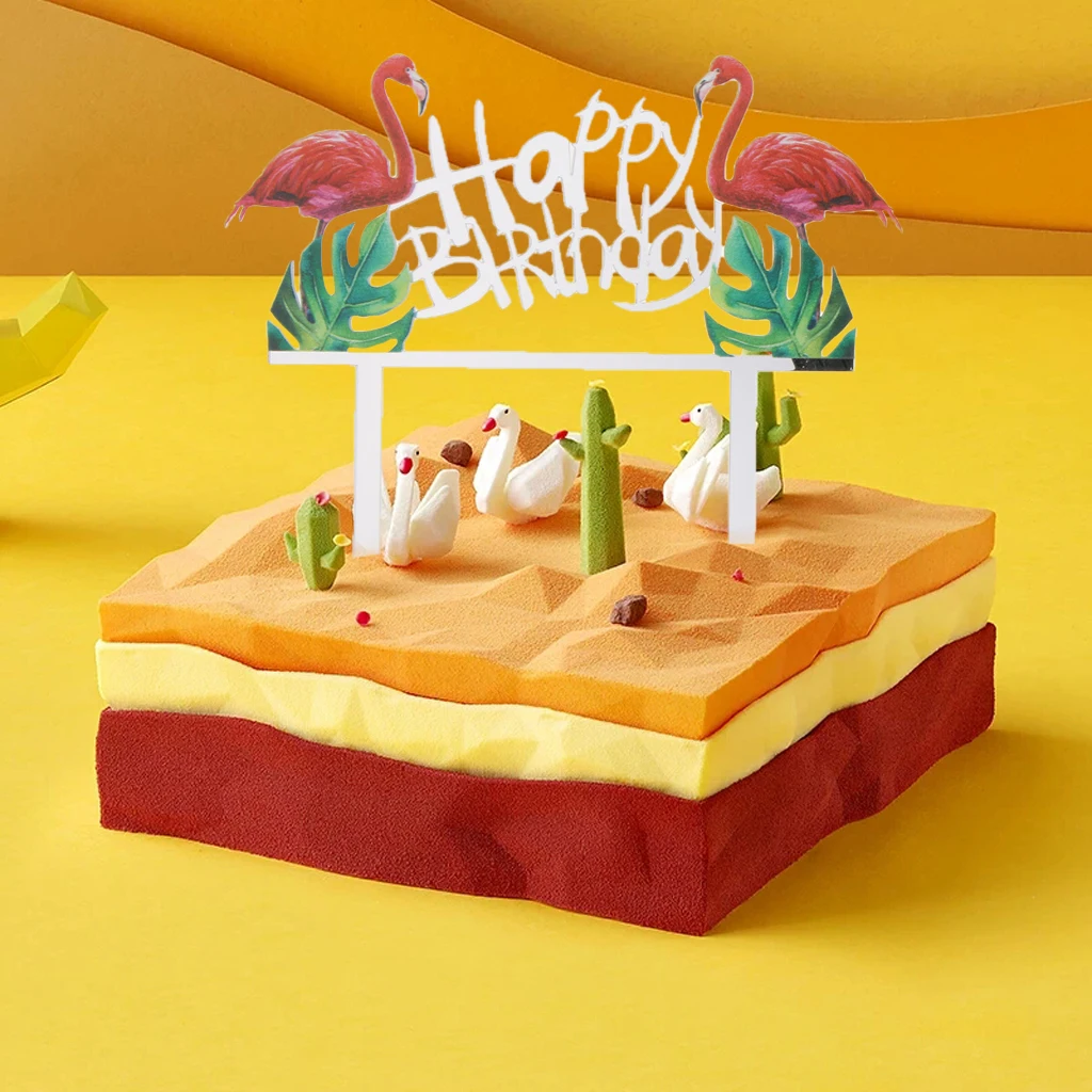 Tropical Cake Flamingo Topper Decor Toppers Birthday Hawiian Tropical Decoration