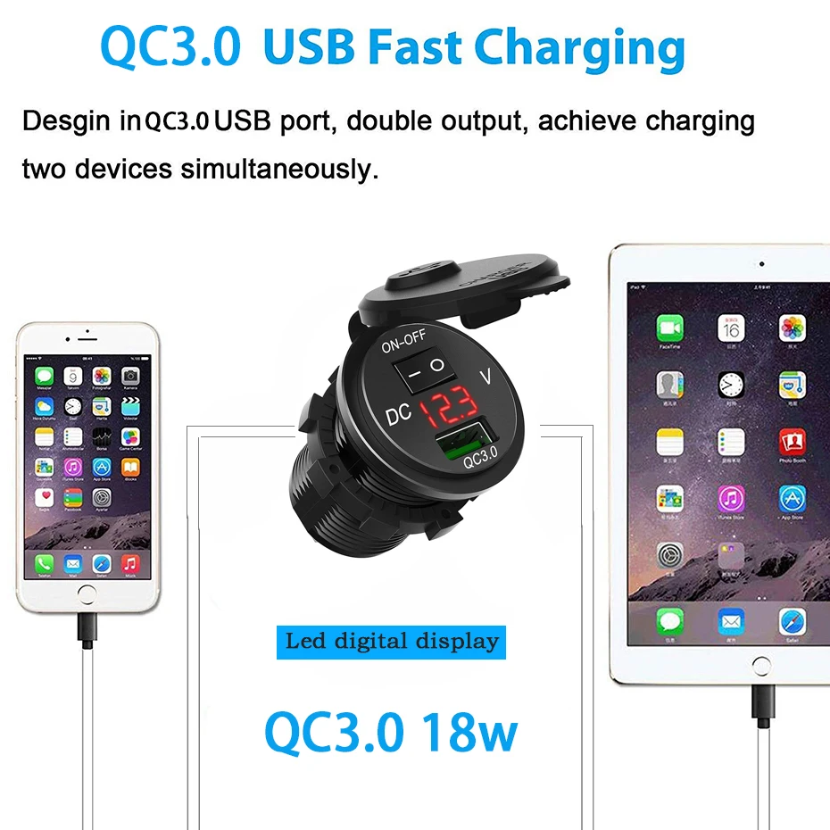 QC3.0 автомобильное зарядное устройство универсальное USB Автомобильное зарядное устройство для iphone samsung Xiaomi автомобильное зарядное устройство для телефона с автономным переключателем