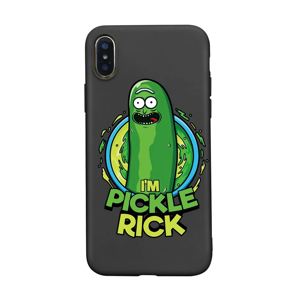 Милый чехол для телефона Rick marty Pickle для iphone 8, 7, 6, 6s Plus, 5S, SE, разноцветный мягкий чехол для телефона из ТПУ для iphone X, XS, XSMAX, XR, чехол - Цвет: black-4565