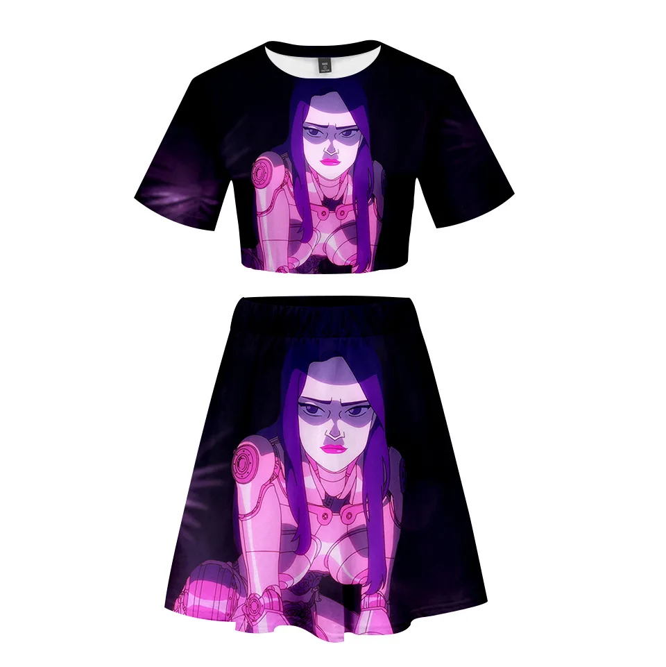 Love Death Robots Women Outfits 2 Piece Set Women Outfit 3D Print T-Shirt Women's Suit Mini Skirt Summer Top Ensemble Femme