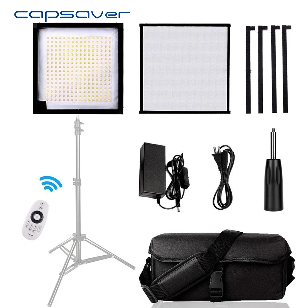 Capsaver FL-3030 светодиодный светильник для видео, Гибкий ручной светильник для фотосъемки, тканевый панельный светильник 30*30 см, CRI90 5500 K, пульт дистанционного управления