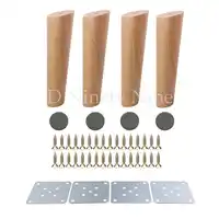 Natural Oak Wood 20cm Height Reliable Furniture Leg with Iron Plate Sofa Table Cupboard Feet Set of 4