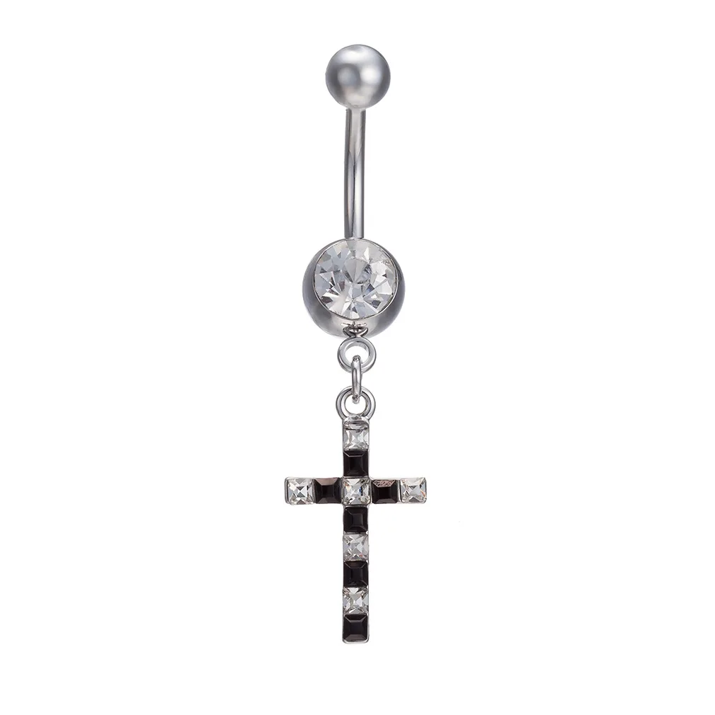 New Design Black and White Cross Navel Piercing Personality Fashion